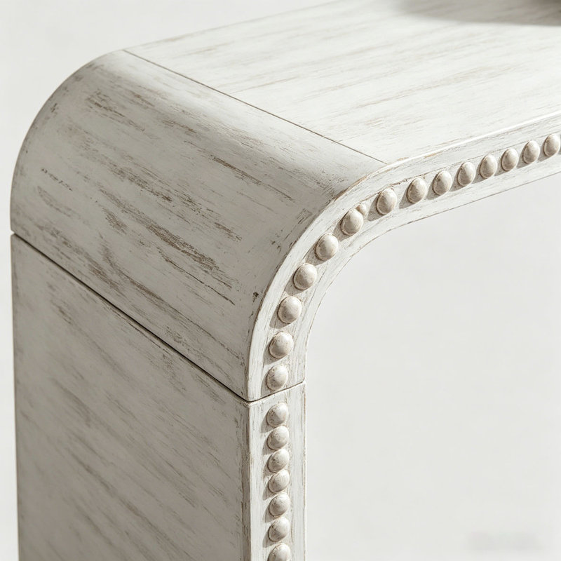 Console Table, 59in Entryway Table, Curved Waterfall-style Table, Antique grey white