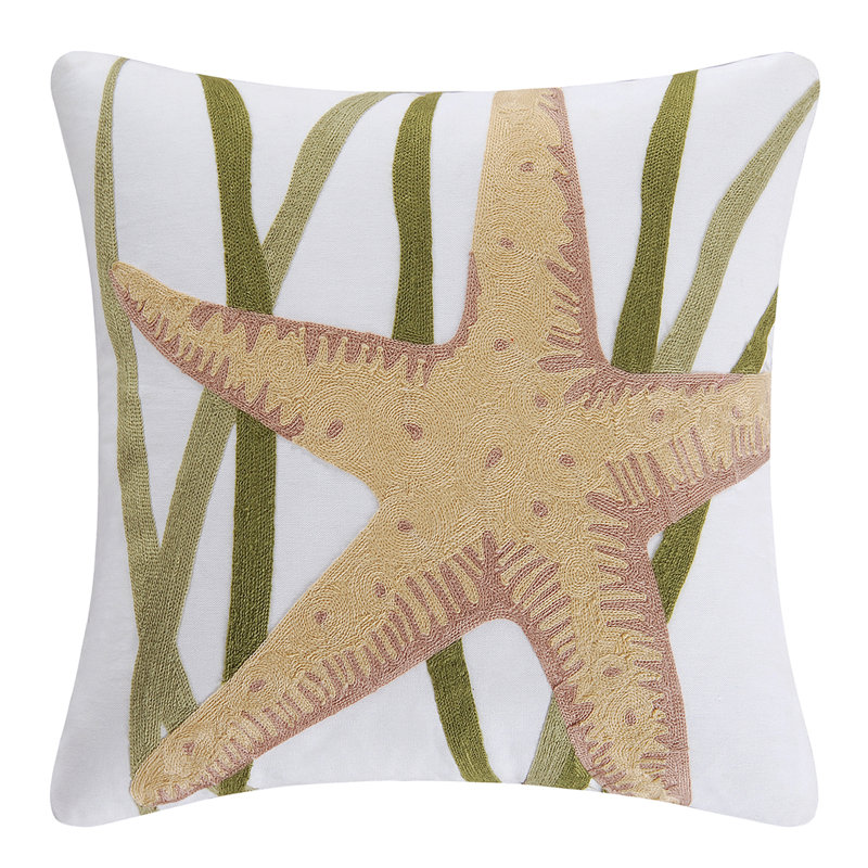 Oasis Embroidered Cotton Throw Pillow