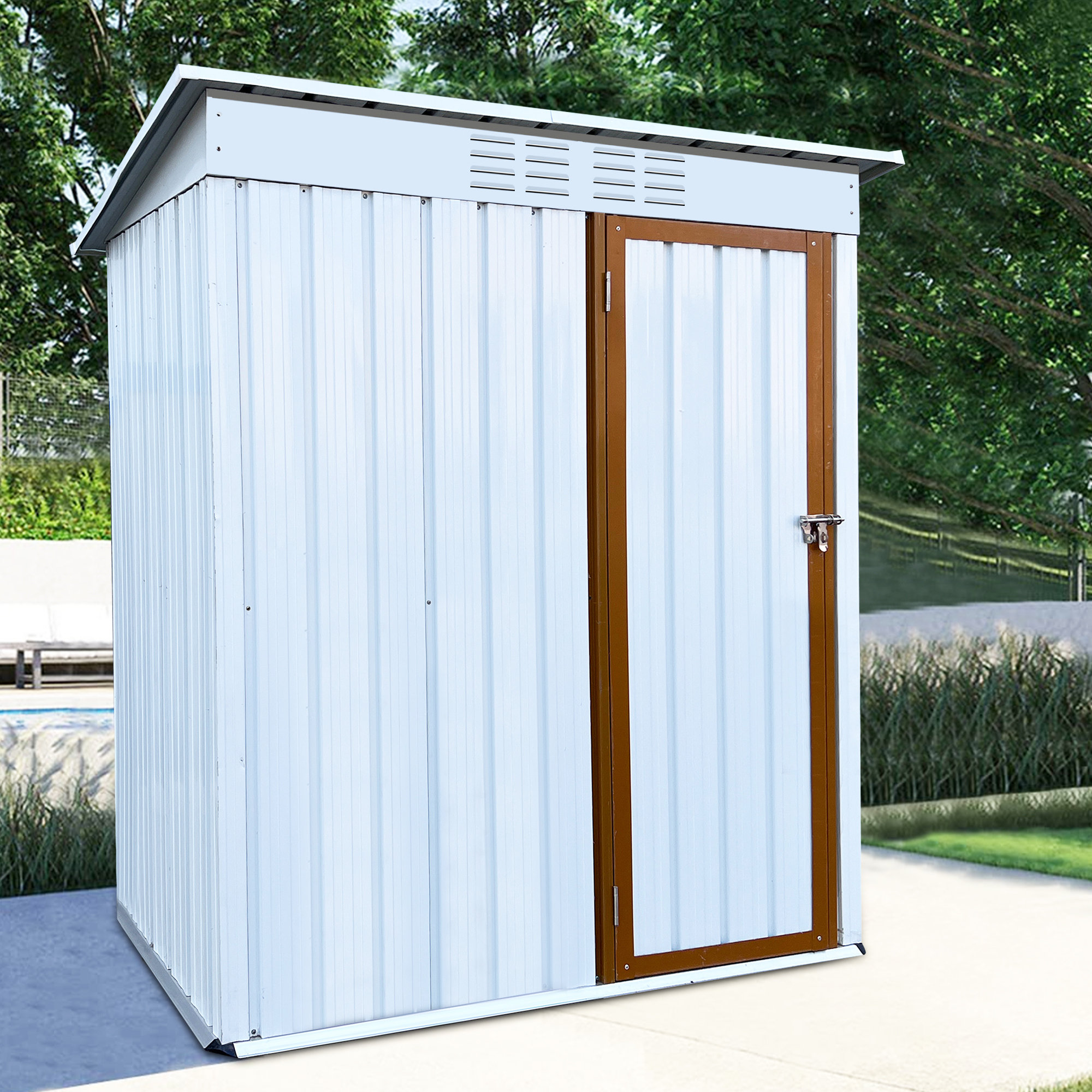 iYofe 5' x 3' Outdoor Metal Storage Shed, Outdoor Storage with Single ...