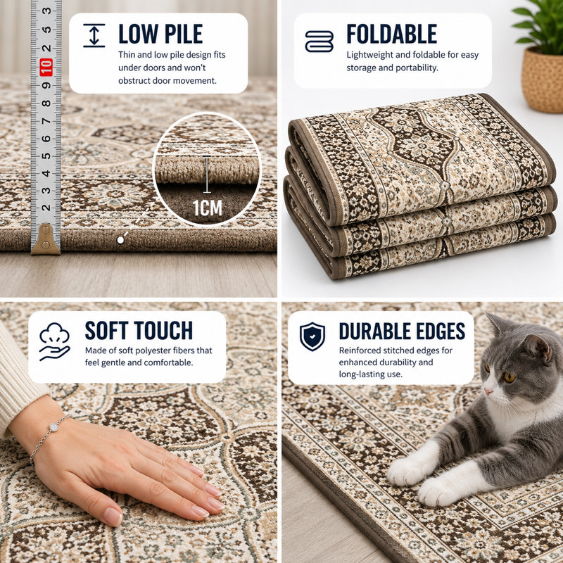 Rectangle Floral Washable Area Rug, Beige Mosaic, 160x220