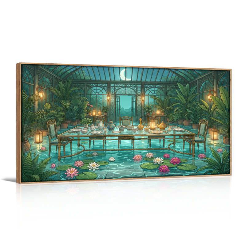 Ensemble de 1 tableau sur toile Jardin tropical, L 58 po x H 28 po, Naturel