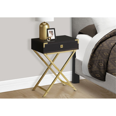 Table d'appoint moderne pour le salon - Pieds en stratifié brun et en métal avec support de lampe