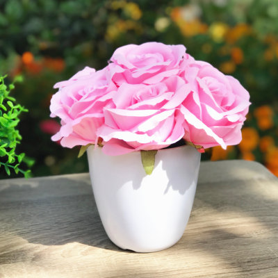 Silk Roses Arrangement in Pot
