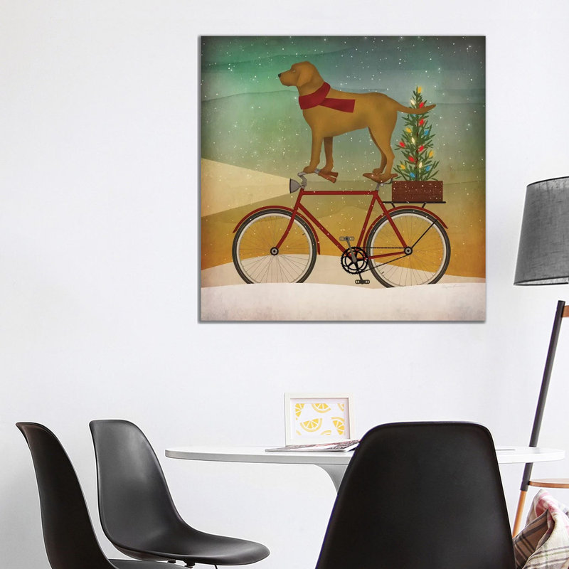 Yellow Lab On Bike Christmas by Ryan Fowler - Gallery-Wrapped Canvas Giclée on Canvas, Canvas