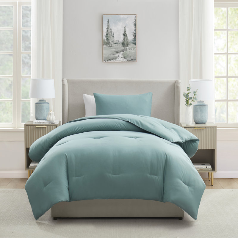  soft microfiber 2 piece comforter set with pillow sham, Twin Comforter + 1 Standard Sham, Sea Foam Blue