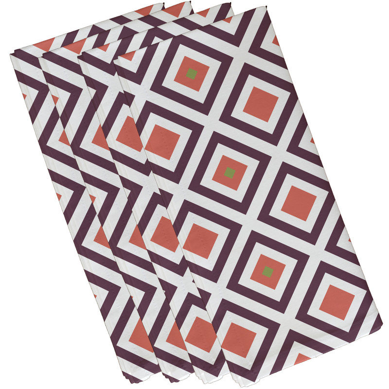 Ensemble de serviettes 4 pièces Frances, L 18 po x L 18 po, Mauve / corail