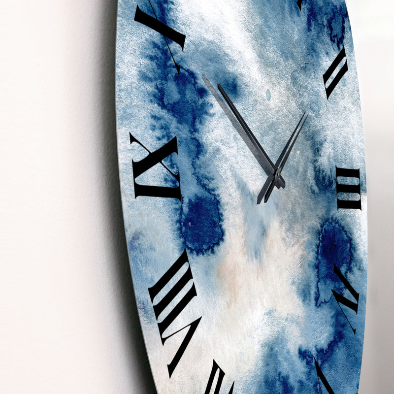 Watercolor Abstract Classic Blue II - Modern Wall Clock, Large