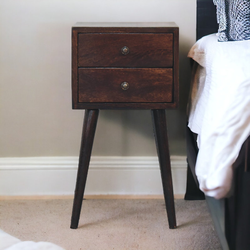 11.81'' W Solid Wood Nightstand, Walnut