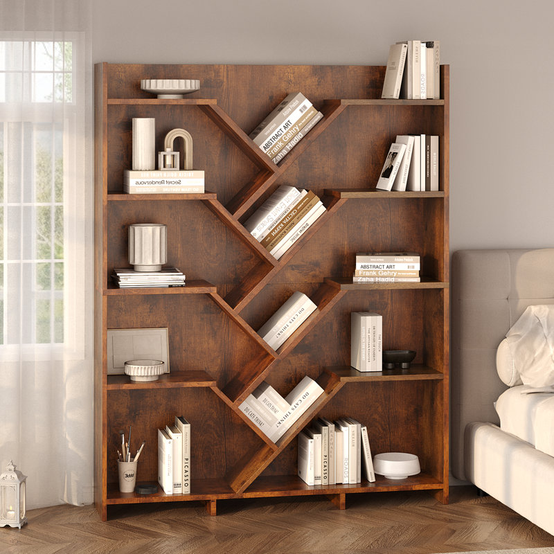 70.9"H × 55.3"W 5-Tier Wood Storage Bookcase