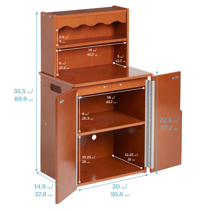 ECR4Kids Wooden Pretend Play Kitchen Storage Cupboard for Kids, Montessori Furniture, Dark Walnut