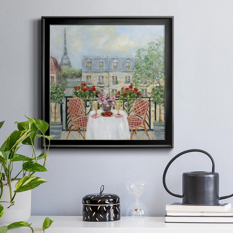 Toast to Paris - Cadre photo, reproduction d'art sur toile, H 17,5 po x l 17,5 po x P 1,5 po, Noir