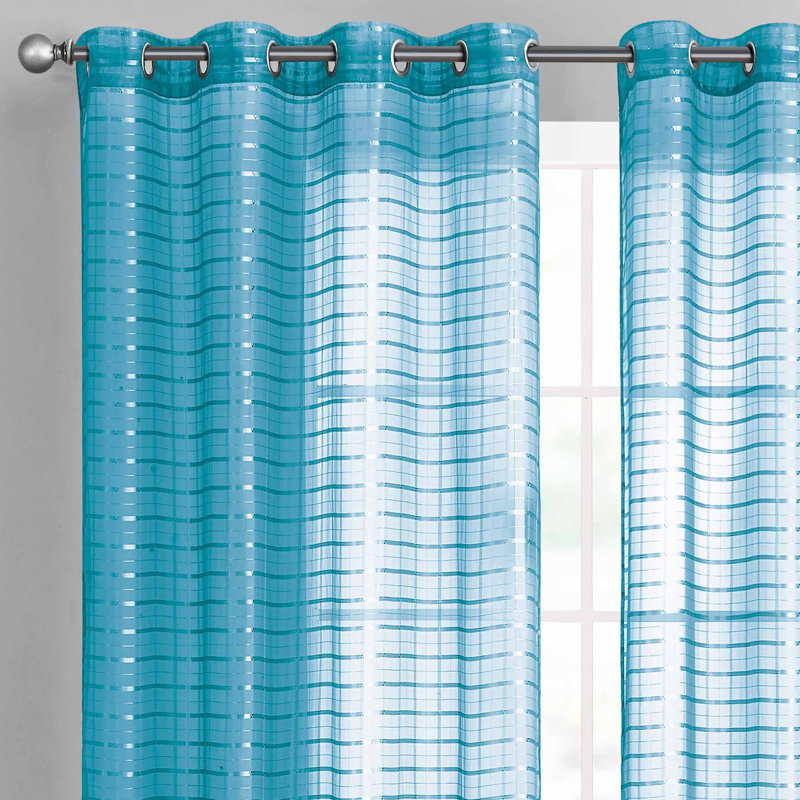 Rideau en polyester Didonna, Bleu sarcelle
