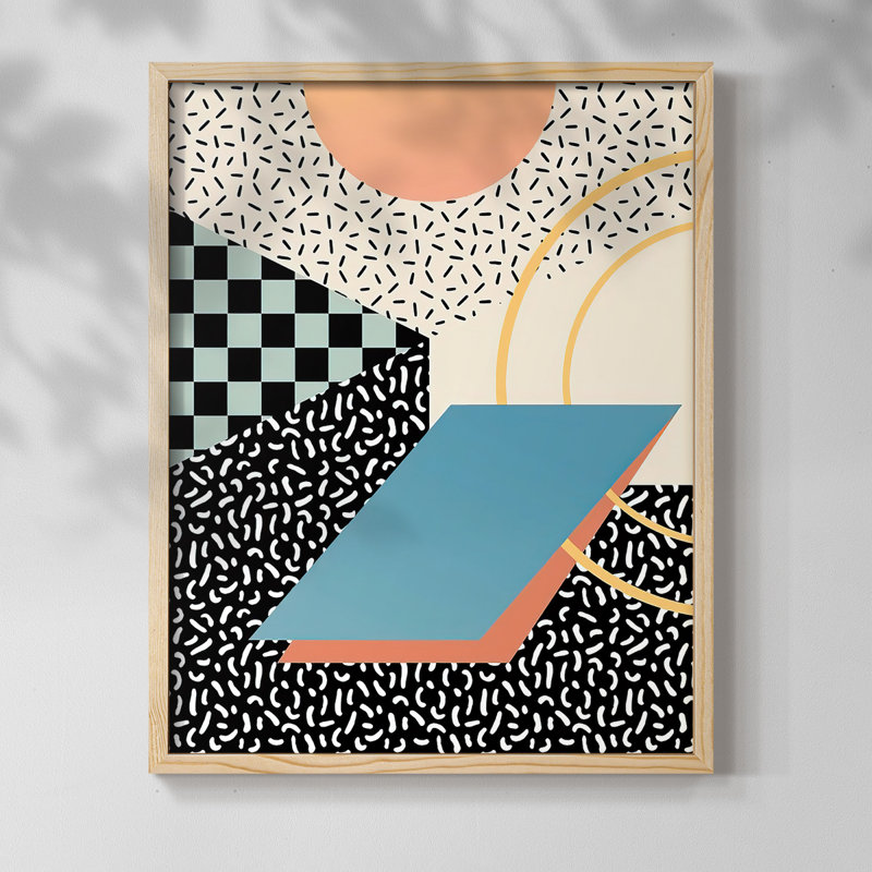 «Modern Memphis II», reproduction encadrée - bois massif, H 21 po x l 17 po