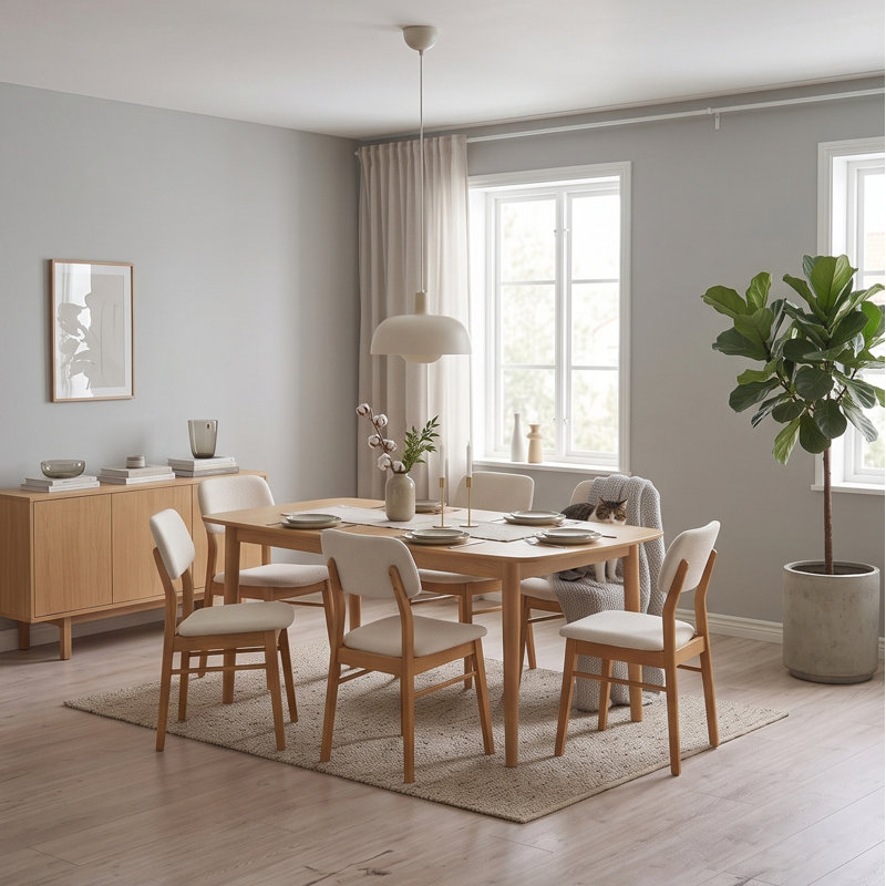 10 -Person Solid Wood Dining Set, 7 Pieces: Table, 6 Chairs