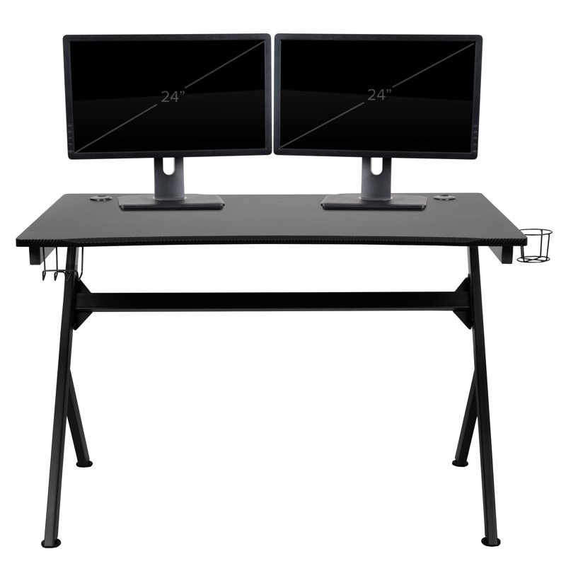 Poste de travail d'ordinateur de table 45,25 po x 29 po avec support pour casque et 2 trous de gestion des câbles