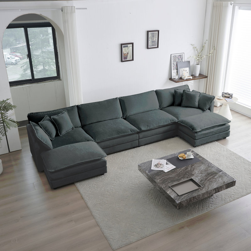 Canapé Comfort U, Gris chenille