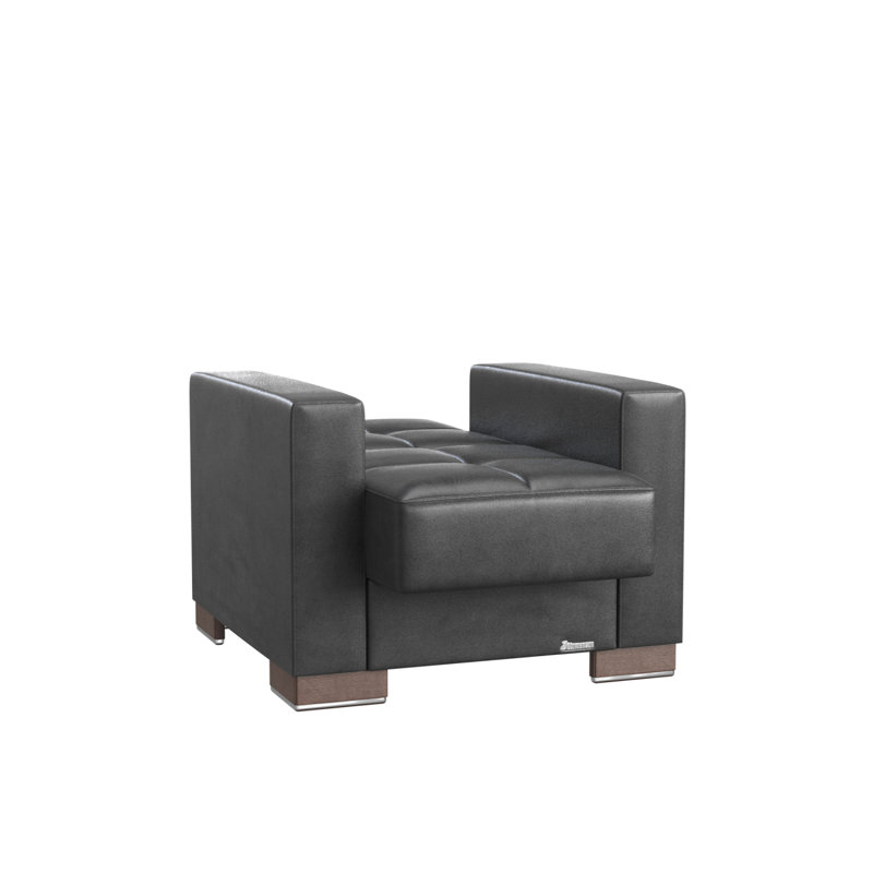 Fauteuil convertible rembourré avec rangement Primenest Nimbusflow, polyuréthane noir