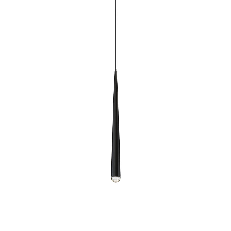 Cascade 1 - Light Single Cylinder LED Pendant, Black, 19" H x 1.63" W x 1.63" D