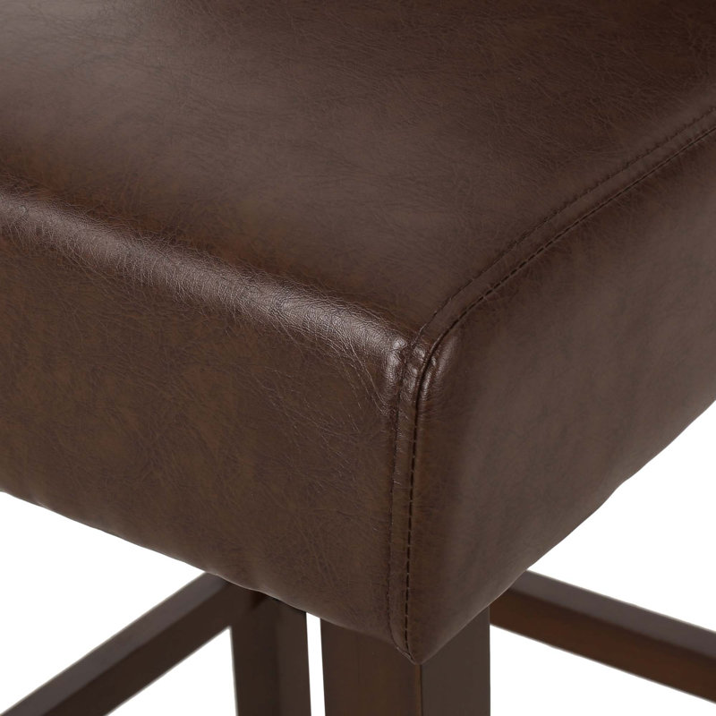 30.5" Seat Height Upholstery Bar Stool With Back & Metal Footrest For Kitchen Island, Dark Brown