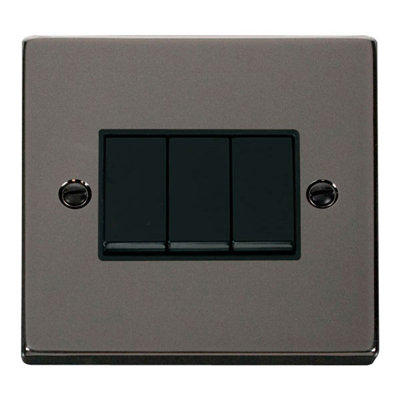 Black Nickel 10A 3 Gang 2 Way Light Switch