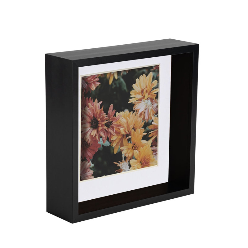 Nicola Spring - 3D Deep Box Photo Frame, Black/White, 21cm H x 21cm W x 3cm D