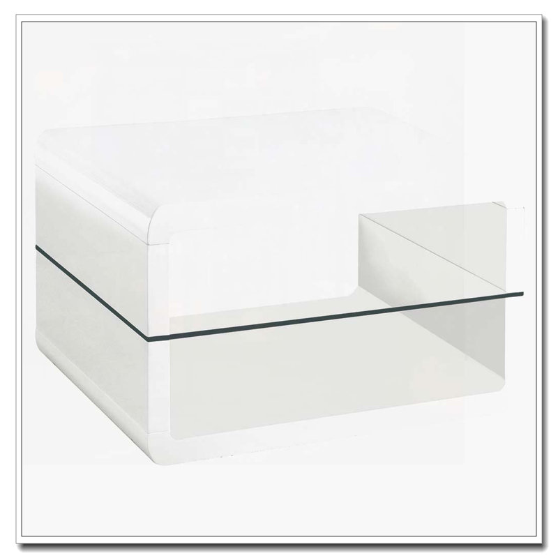 Emerson White High Gloss 1-Shelf Rectangular Side End Table