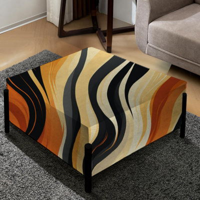 Orange And Black Natures Whispers - Abstract Large Square Ottoman