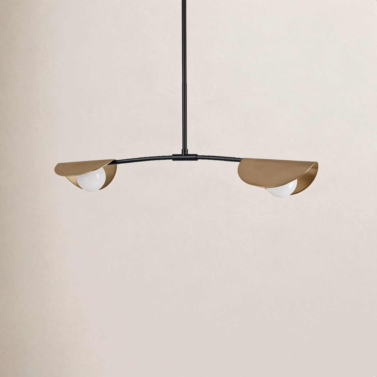 Gamora 2 Light Dimmable Pendant, Matte Black/Aged Brass