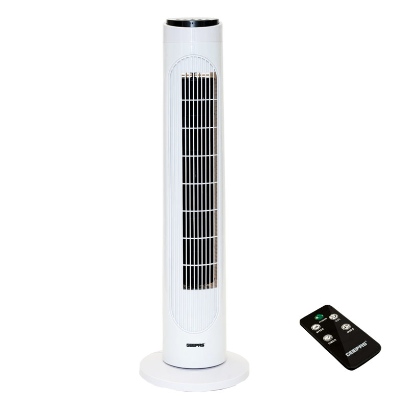 GEEPAS 29" Tower Fan with Remote Control | Portable Bladeless Oscillating Cooling 3 Speed Level 3 Mode With 7.5H Timer | Energy Efficient Air Cooler for Home Office 2 Year Warranty 50W