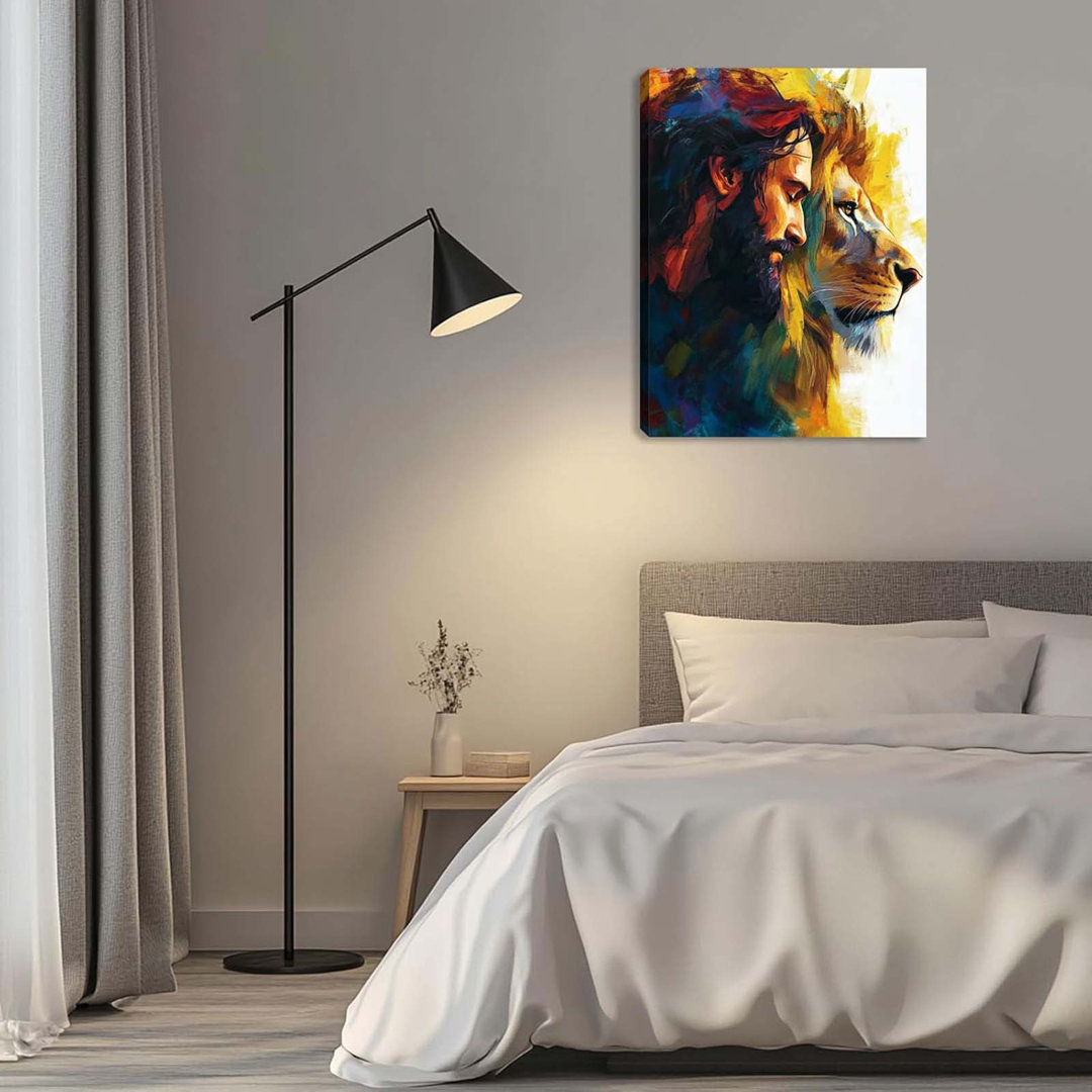 Lion Of Judah Wall Art-Jesus Wall Art, Christian Wall Decor, Inspiring Spiritual Religious Painting, Serenity Prayer Wall Decor, Religious Artwork For