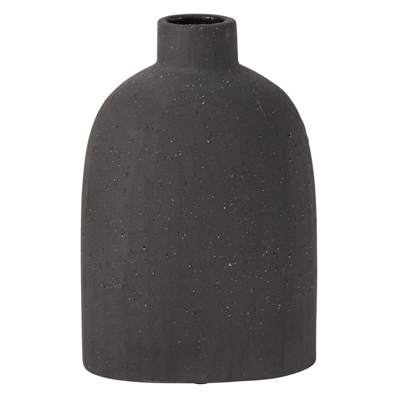 Abie Handmade Ceramic Table Vase, Black, 4" H x 5.75" W x 2.5" D