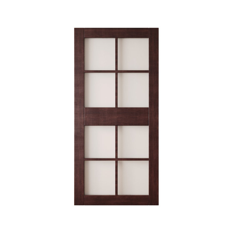 Porte de grange non assemblée et finie en verre de 8 po de 50 po x 84 po Homacer Red Homacer, usage intérieur seulement