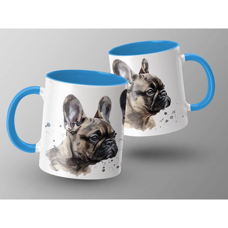 Watercolor French Bulldog Design 11Oz Coffee Mug, 3