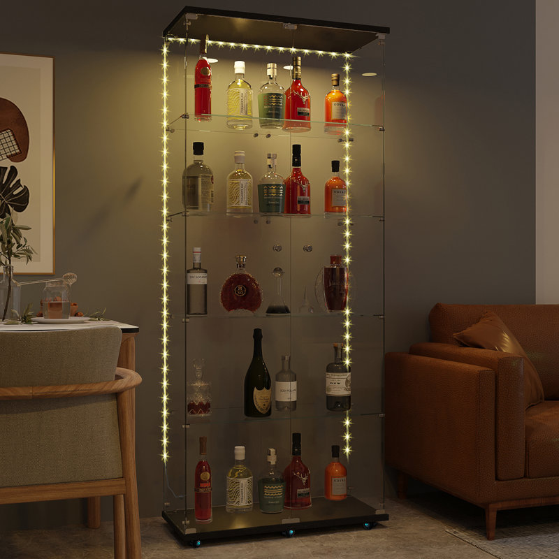 Tempered Glass Display Cabinet, Black