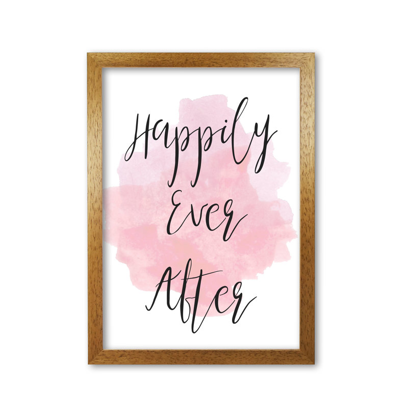 Happily Ever After Pink - Painting, 60 cm H x 42 cm W x 5 cm D, Honey Oak Frame