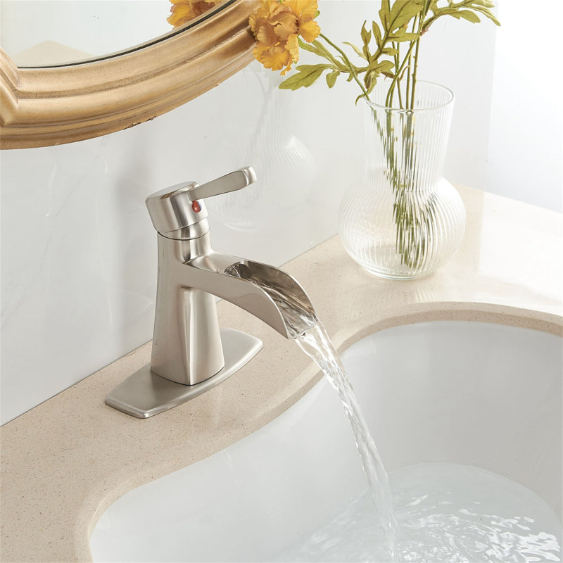 Single-Hole Single-handle Bathroom Faucet with Drain Assembly, Brushed Nickel