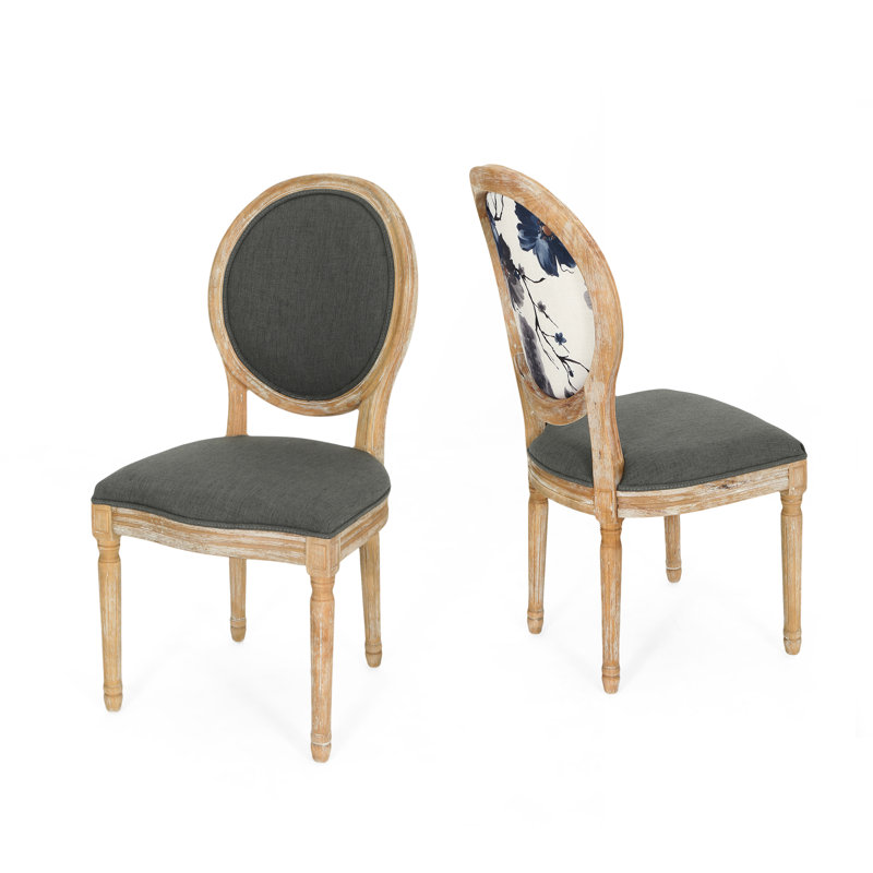 Saratoga 19.25'' H Upholstered Side Chair, Blue/Dark Gray, Wood