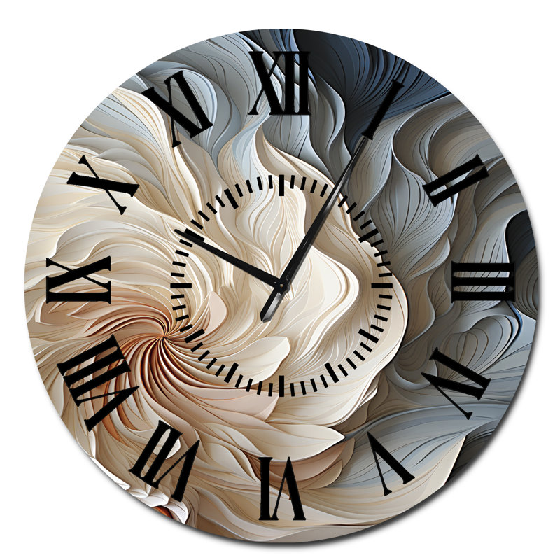 Horloge murale géométrique blanche et bleue à spirale II, Surdimensionné
