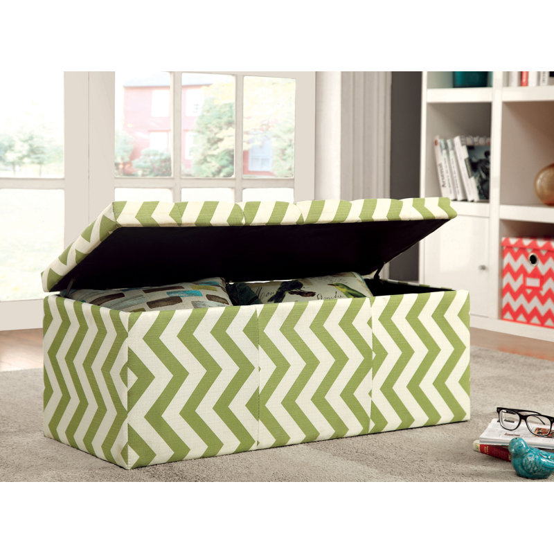 Banc de rangement rembourré Zarah, Vert