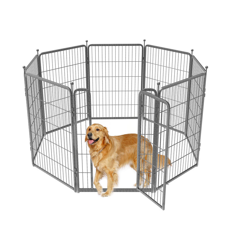 Silver Metal 8-Panel Outdoor Dog Playpen