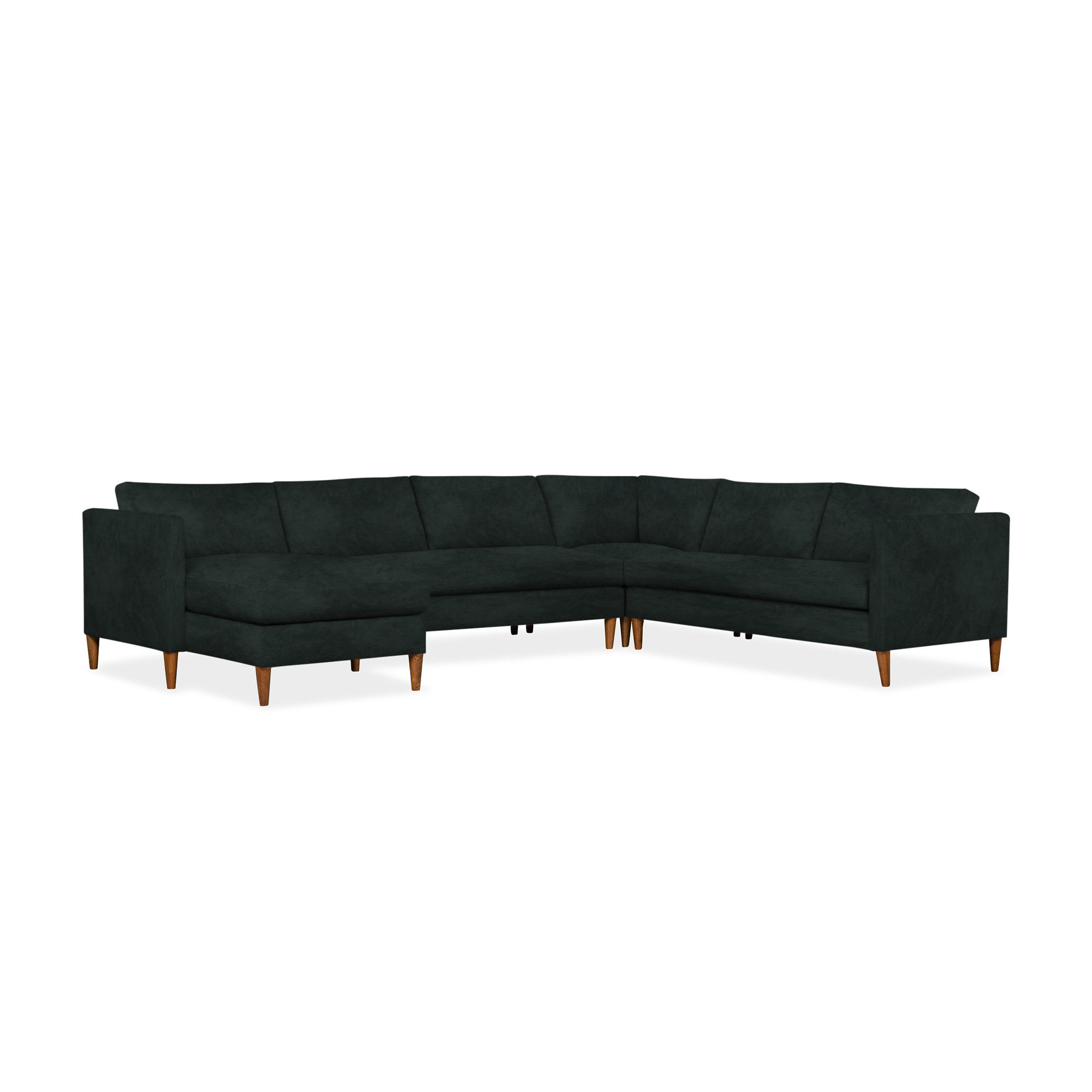 Clifford 4-Piece Upholstered Custom Sectional, Left Hand Facing, Bella Hunter Performance Velvet