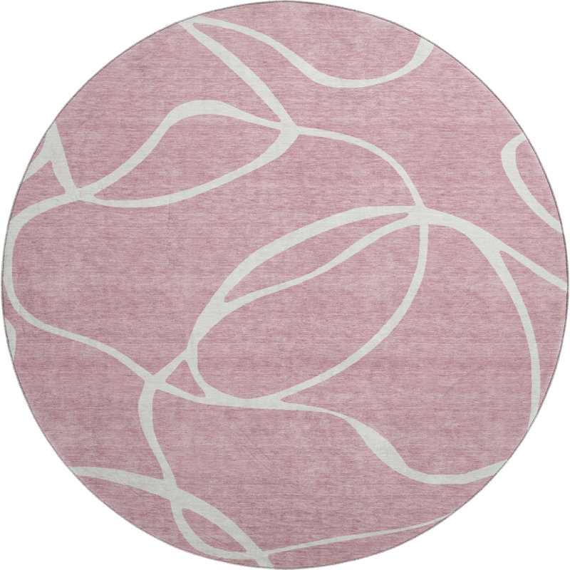 Premium Machine Washable Corum AMF999 Swirls Rug, Round 8'