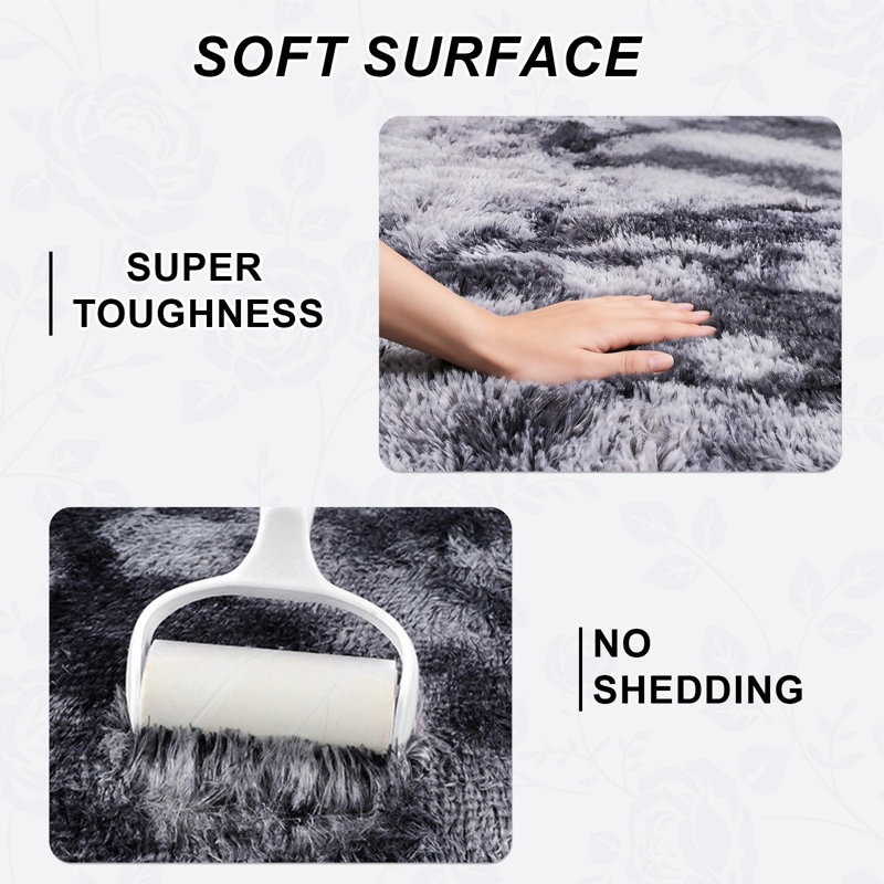 Aalieyah Deep Pile Fluffy Shaggy Area Rug for Indoor Use black grey, 120*160cm
