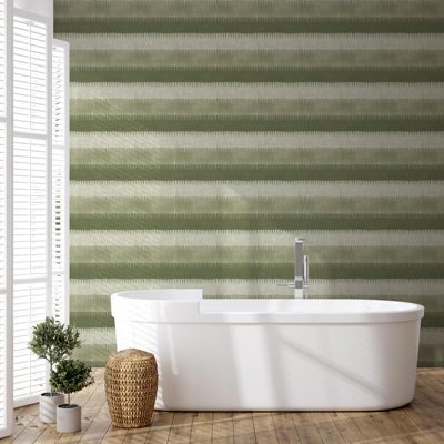 Papier peint Cabana Stripe - Olives