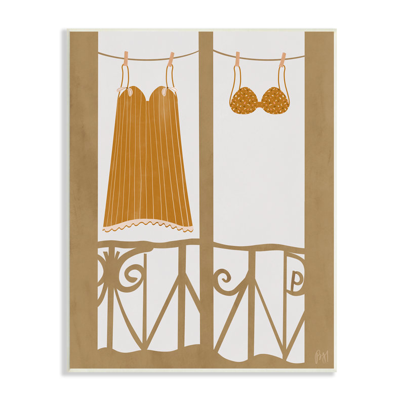 Corde à linge rétro pour vêtements rétro orange par Birch & Ink, impression sur toile sans cadre, H 15 po x l 10 po