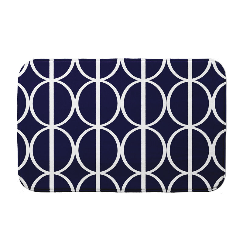 Tapis de bain ovale Go Round Lemmon, H 18 po x L 30 po, Bleu marine