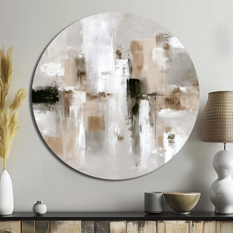 Peinture abstraite brune et noire coup de pinceau, L 16 po x H 16 po