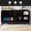 Buffet 60,5 "Mid Century Modern Buffet avec rangement, meuble télé, armoire de rangement avec 4 portes et tablettes réglables pour la cuisine, le salon, le vestibule, noir