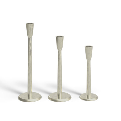 3 Piece Aluminum Tabletop Candlestick Set