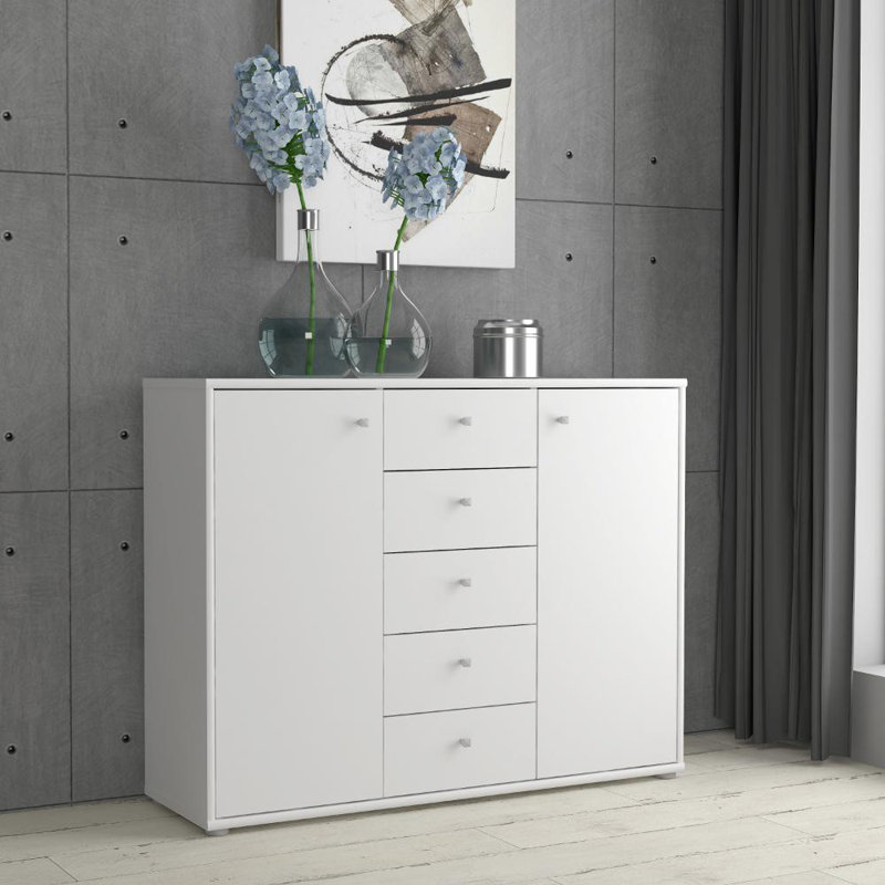 Amandla 108.8cm W 5 - Drawer Chest of Drawers, White